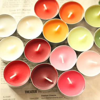 rainbow colored top selling natural soy wax tealight candle
