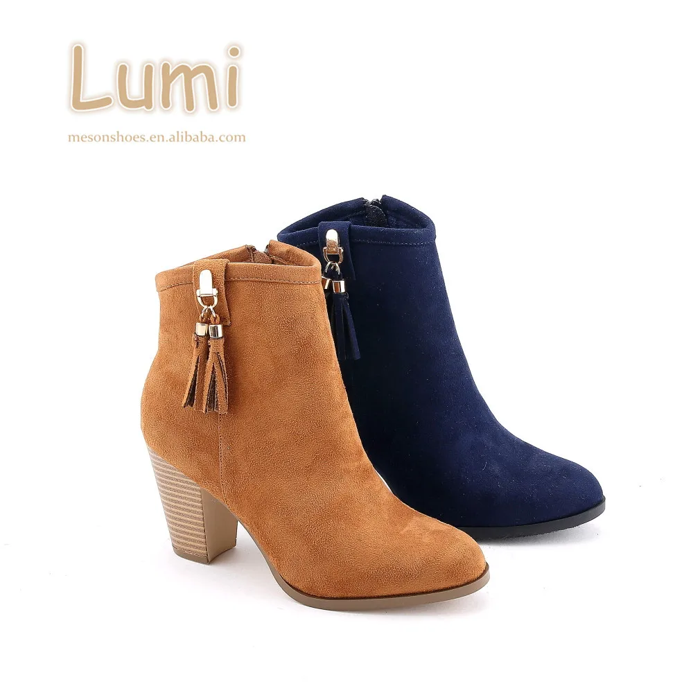 Alibaba China Pointed Toe Comfort Women Heel Tassel Ladies Boots Shoes
