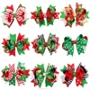 Christmas hair bows hairpin clip in red green party hair accessories