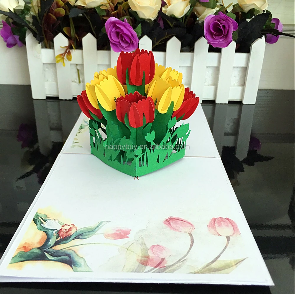 Belles Tulipes 3d Fleurs Pop Up Carte De Voeux D Anniversaire Buy Joyeux Anniversaire Carte De Voeux A La Main Impression Pop Up Carte D Anniversaire 3d Pop Up Carte De Jour De L Enseignant Product