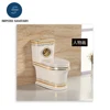 Foshan great quality concise design golden side with drawing one piece bathroom toilet GS-004