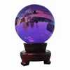 80mm Model Sphere transparent colorful K9 crysta glass ball with wooden stand glass base Reflection Photography tool