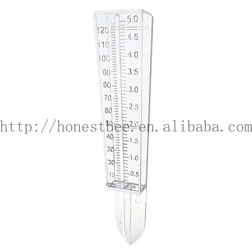 5-Inch Capacity Plastic Rain Gauge Outdoor Easy to Read for Yard Capacity Wall Mount or in Ground Clear,2 Pieces 