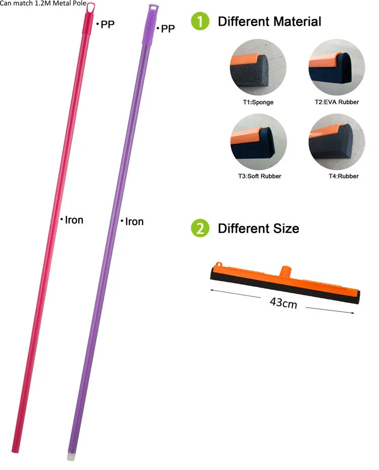 easy clean for floor match with metal pole hand squeegee