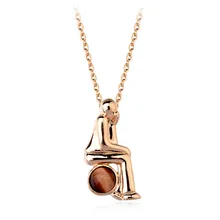 Conception différente 18k or, mens. forme avec du café turc opal collier, kgp