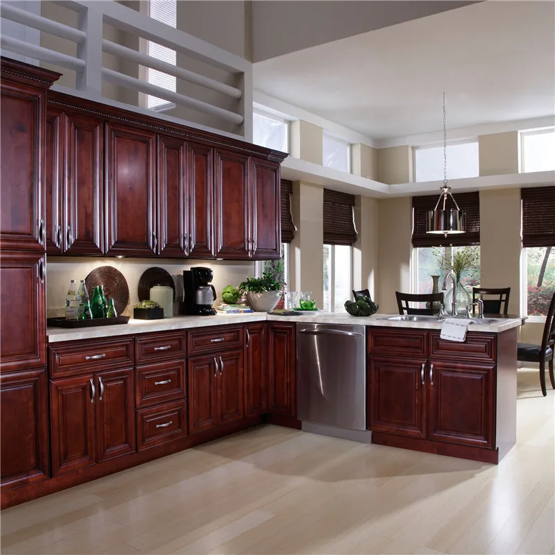  Plywood Carcass Solid Wood Door Walnut Color Kitchen 