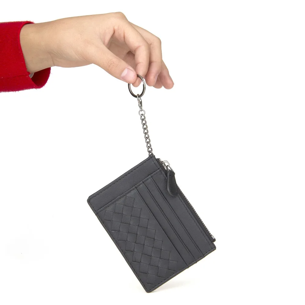 Colorful Woven Leather Keychain Credit Card Holder Key Card Holder,Key