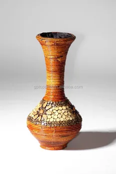 80cm Coarse Rattan Vase French Woven Pattern Bottle Wood Flower