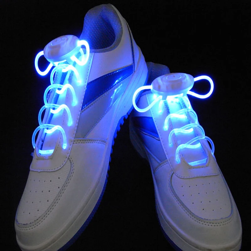 clignotement Rapide/Lent ou lumière DEL Light Up Lacets Pour Chaussures en Bleu 