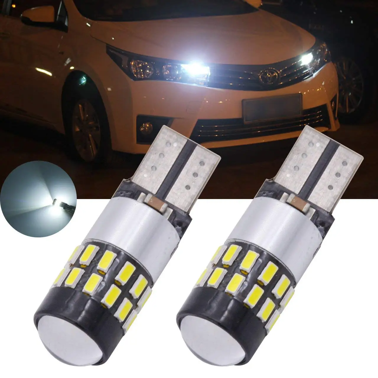 4-Pack KaTur T10 168 175 194 2825 W5W LED Light Bulbs CanBus Erro Free 3014 30SMD Lens 300Lumens Super Bright DC 12V Interior Map Dome Courtesy License Plate Side Marker Lights Xenon White 2.7W