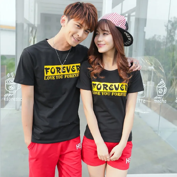 Forever family korean couple shirts and pants for beach for lovers love matching couple clothes couples