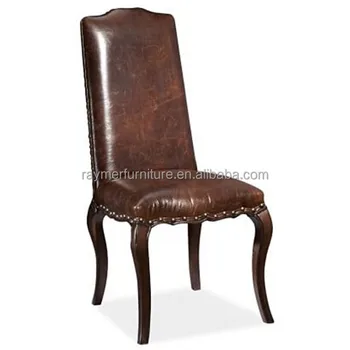 Antique Dark Brown Leather Upholstered Restaurant Dining Chair Antique Dark Brown Leather Upholstered Restaurant Dining Chair