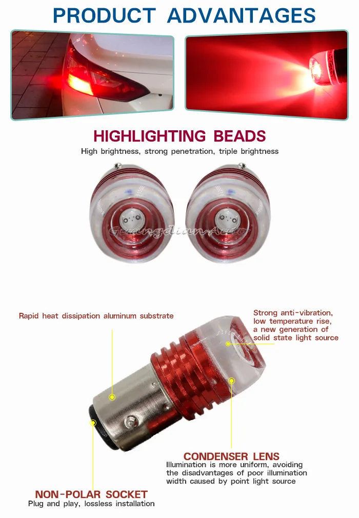 Tcart New Design 1157 Flash Led Brake Light Turn Signal Light 12v 300lm