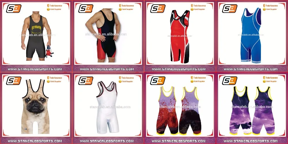 Stan Caleb latest reversible modified red blue wrestling singlets design