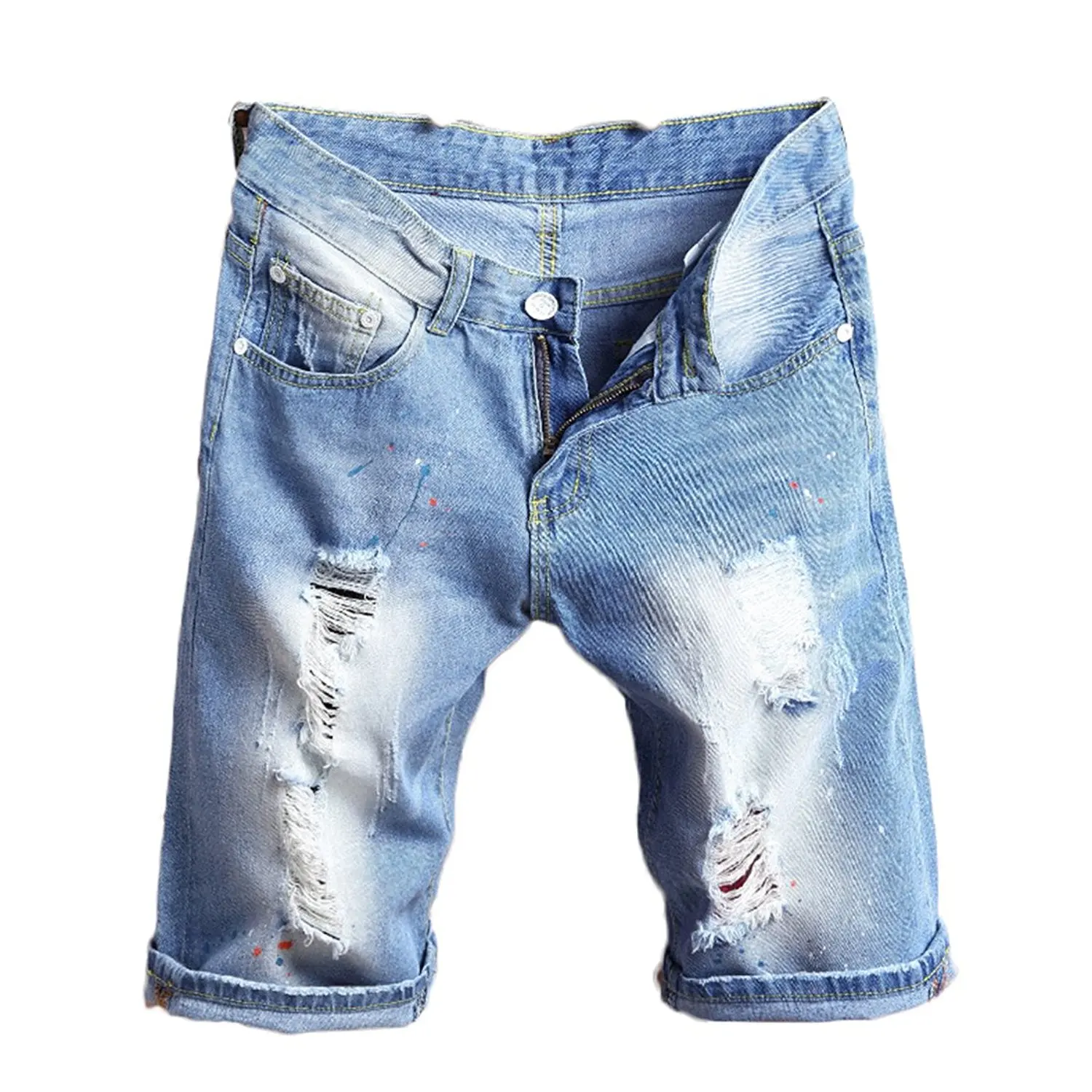 elastic denim shorts mens