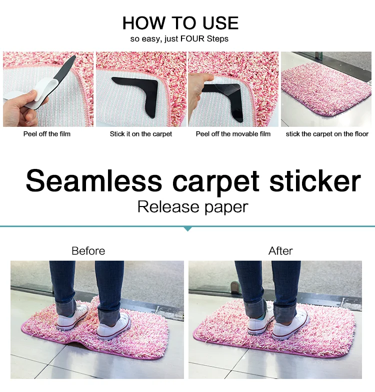 Non Slip Rug Pad Reusable Washable Adhesive Anti Curling Sticky Rug