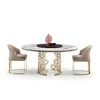 Fashion white calacatta round marble dining table for 8 person