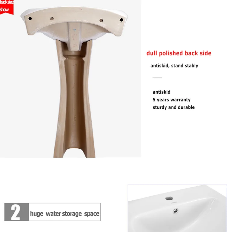 ARROW brand Modern Design living room white chinese ceramic hand hair wash pedestal basin