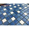 wall decor 4mm Blue border swimming pool Glass mosaic tile from China