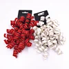 New products listed ! Red and White With gold line on both sides curly fabric ribbon gift bow