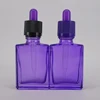 Custom rectangle square shaped purple glass bottles 30 ml dropper glass e juice bottle