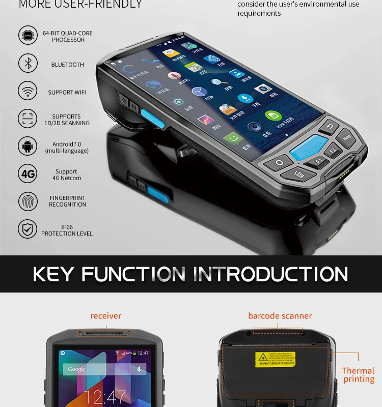 UHF HID RFID Reader cheap bluetooth android pda with built in thermal printer portable 2D handheld barcode scanner GPS wifi
