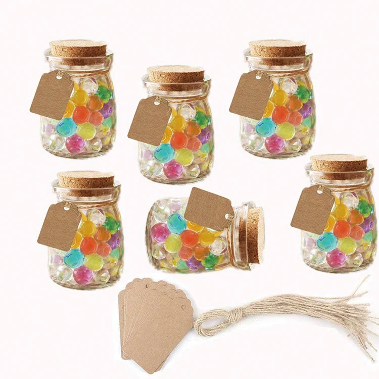 100ML 3.4oz Glass Favor Jar with Cork Lids,Escort Card and Twine Wedding Favor Party Favor Glass Bottles Honey Pot Bottles