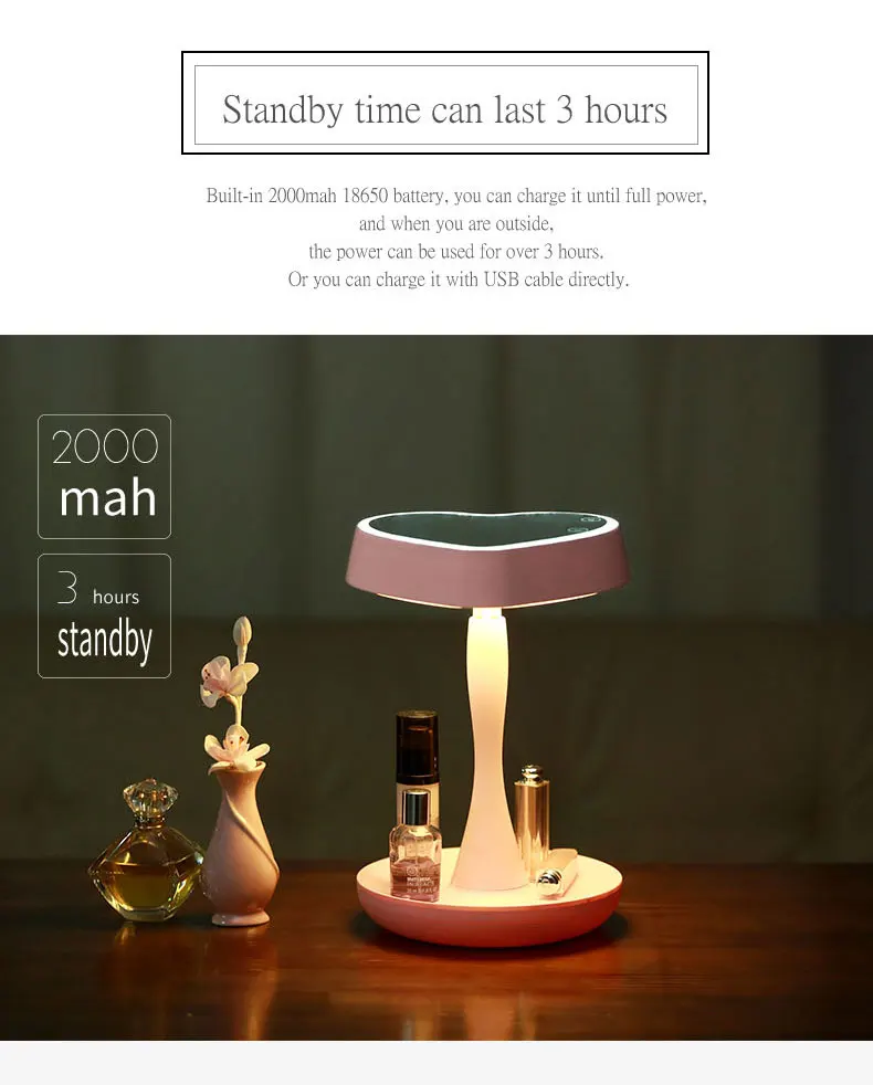 touch screen led lighted makeup mirror cosmetic lamp