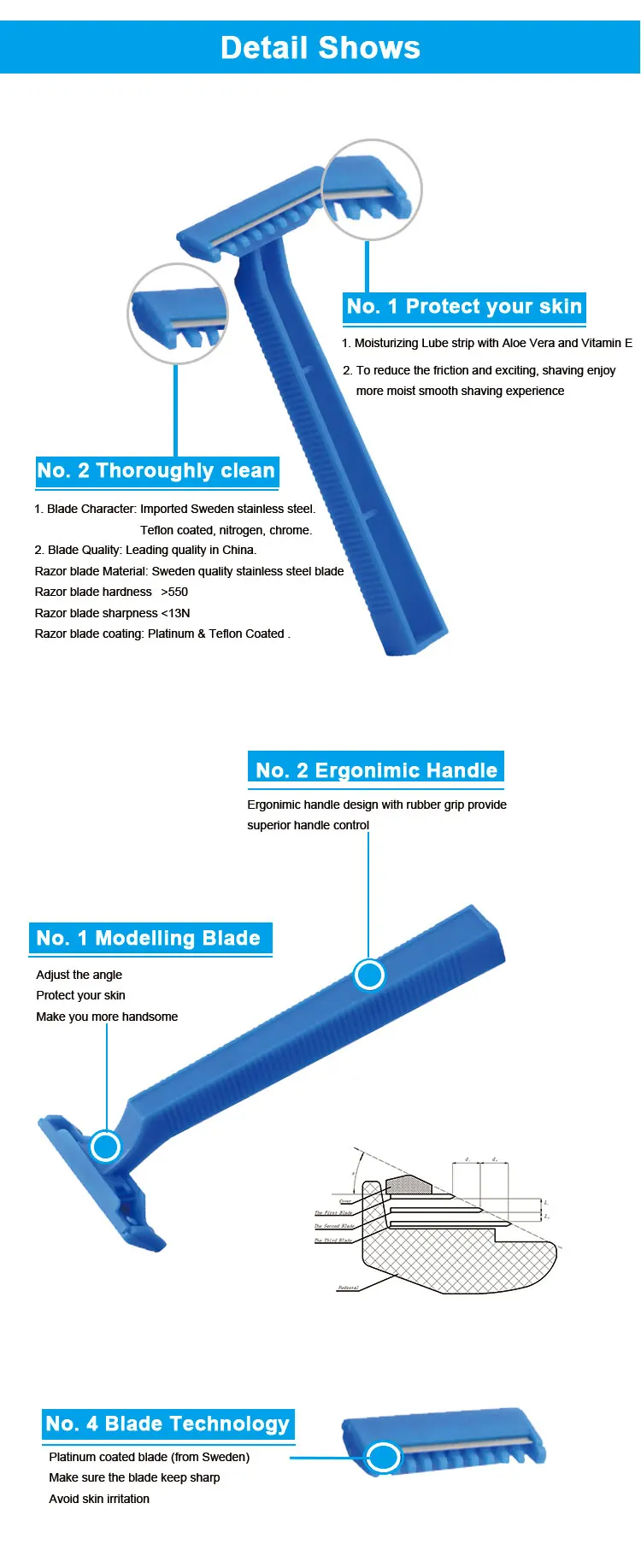 Ak1003 Disposable Shaving Razor Blue Handle Medical Use Razor Buy