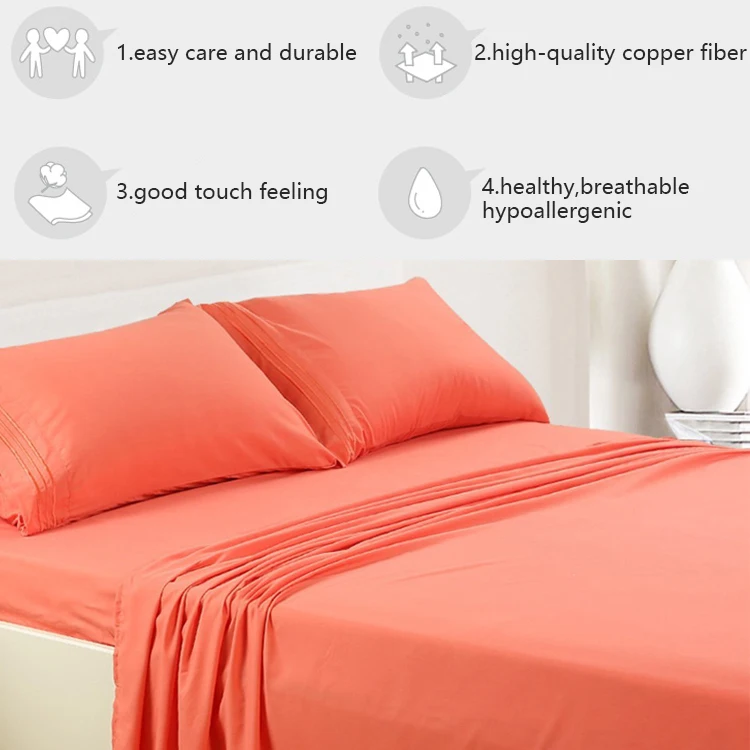 Sample welcomed Copper infused bamboo cotton bed sheets for home