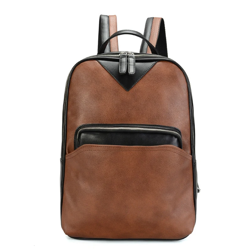 Men Classical Pu Leather Backpack Laptop Backpack School Bookbag