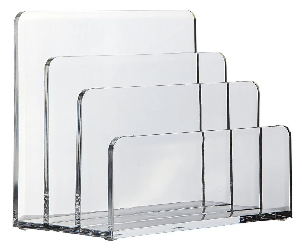 Clear Acrylic Letter Holder 3 Slot Envelop Rack Paper Sorter Organiser