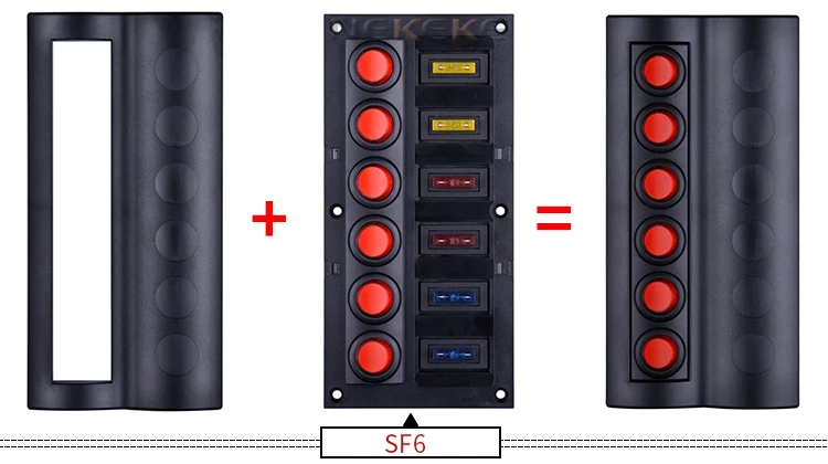 6 GANG 12V circuit breaker jeep boat rocker touch panel switch