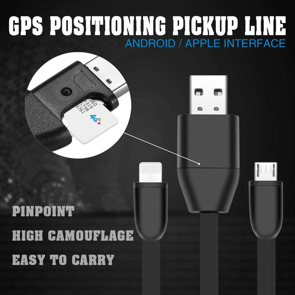Audio Sound Listening Real Time GSM GPRS Tracking Device Fits for iPhone and Android Support SIM Card 2-in-1 Mini Spy GPS Tracker for Vehicles and USB Charger Cable