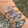 BM11264 Fashion Agate Geode Slice Bracelet Raw Gemstone Gold Druzy Cuff Bangle Bracelet