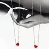 Xus Korean New Simple versatile jewelry small red heart necklace 925 silver
