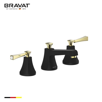 3 Handles Black And Golden Color Crystal Faucet And Mixers Factory