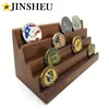 Military challenge coin wooden three step display stand