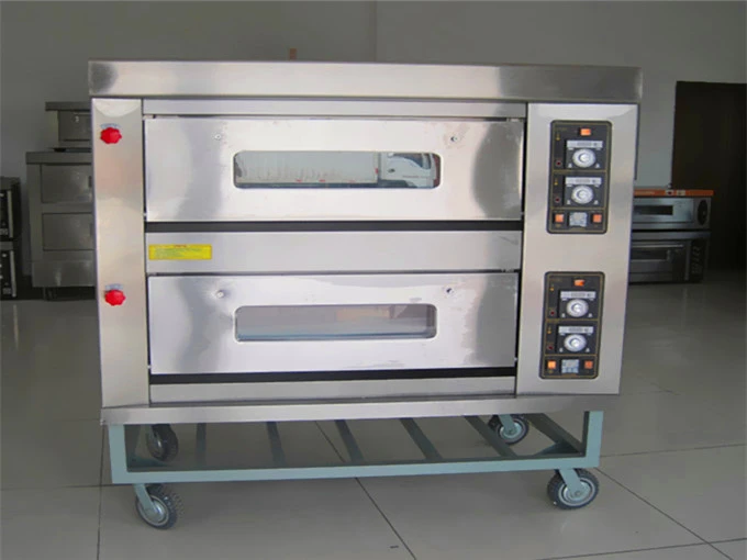 Commerciële bakkerij apparatuur Twee Decks Vier Trays gas oven