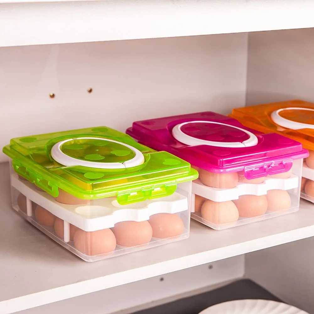 Hotsale Double-deck Plastic Egg Tray Box With Handle