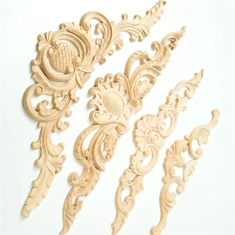 Decorative wooden flower scroll pair onlay furniture moulding D504 
