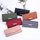 Moda long padr&atilde;o simples Coreano moda carteiras para as mulheres senhora de couro bolsa da moeda da carteira