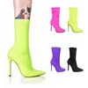Sexy Women's Mid-boot Shoes Classic Thin High Heels Boots Elastic fabric pointed toe Slim-heeled socks boots
