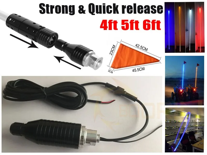 LED flag bar pole antenna 10W RGB warning light led truck