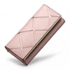 Wallet Women Genuine Leather Purse Ladies Clutch Bag Diamond Check