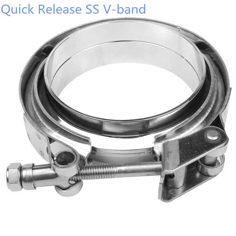 HERCHR 3.0 inch Turbo Downpipe Flat Mild Steel Flange and Stainless Steel Clamp V Band 