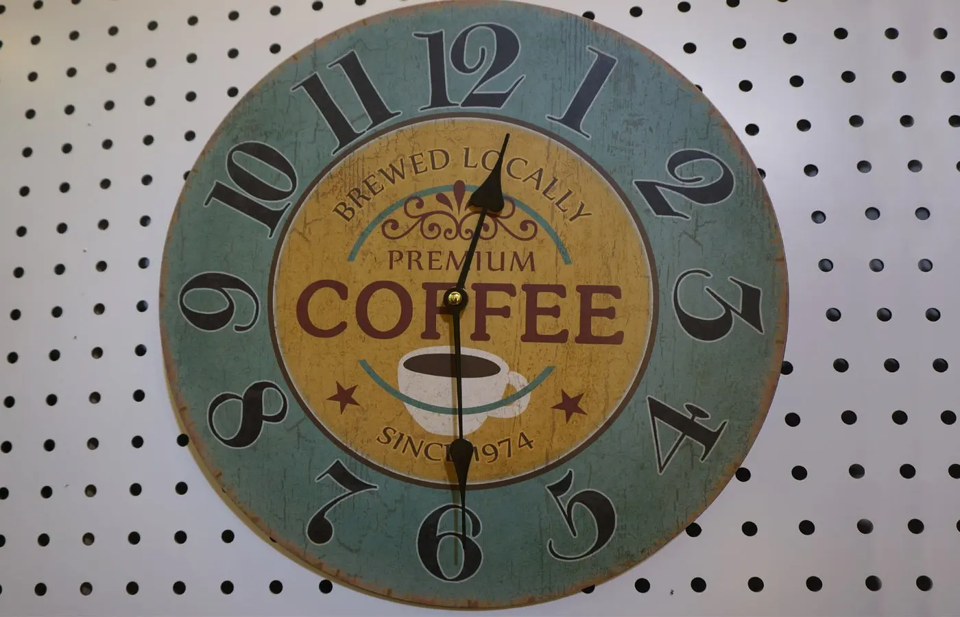 Coffee Themed Wooden Wall Clock Shabby Chic Blue And Yellow Themed Wooden Wall Clock Shabby Chic