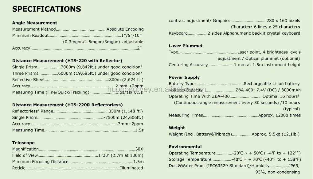 High Precision Measuring Instrument Total Station with Reflector