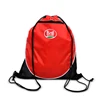 Promotional Custom Logo polyester drawstring backpack sport bag with zipper front pocket