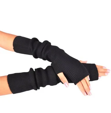 Women's 100% Wool Arm Warmers Fingerless Gloves Thumb Hole